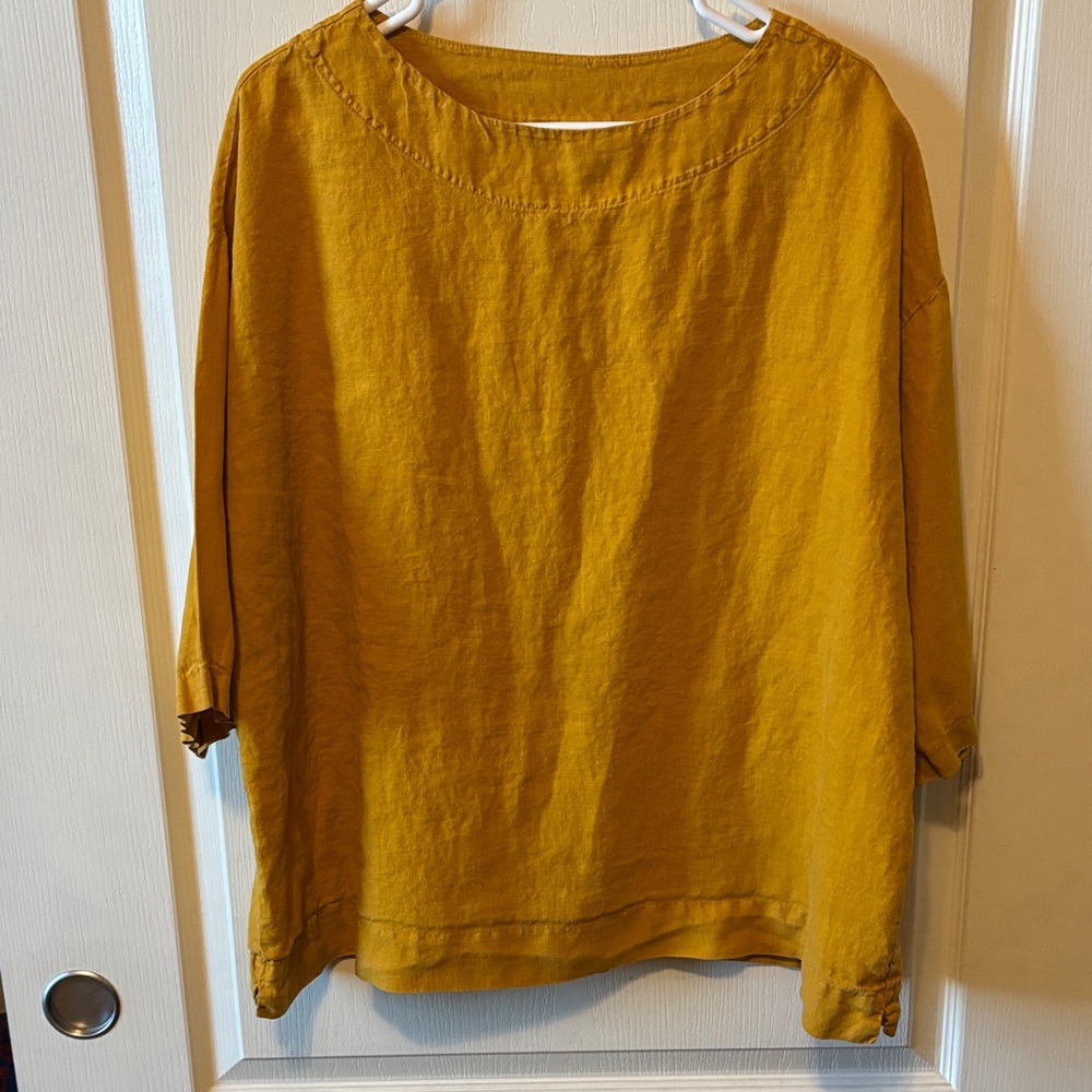 Mustard Bryn Walker Yellow Women's Linen Top